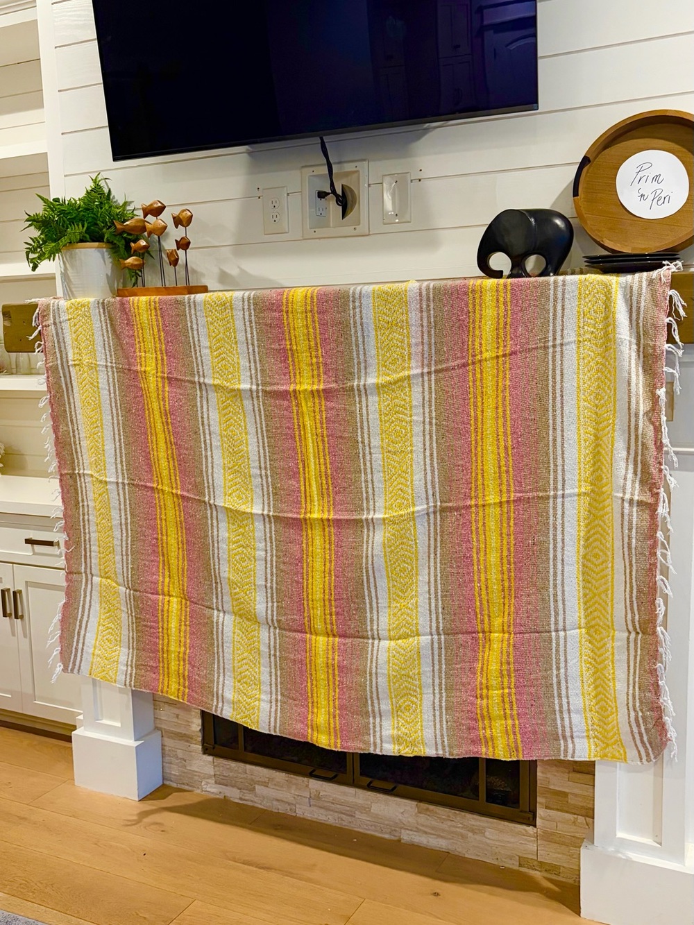 Mexican Falsa Blanket – Woven Striped Serape Throw with Fringe